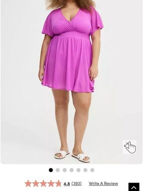 Torrid V-Neck Smocked-Waist Swim Coverup